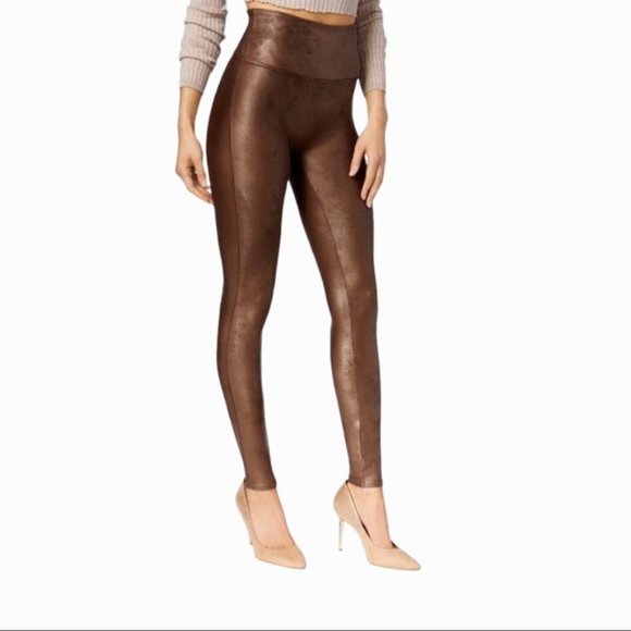 Spanx Faux Leather Leggings in Color Bronze Metal - Picture 3 of 7